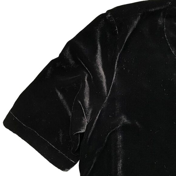 EILEEN FISHER Black Velvet Short Sleeve Shirt Size Small - Picture 3 of 6